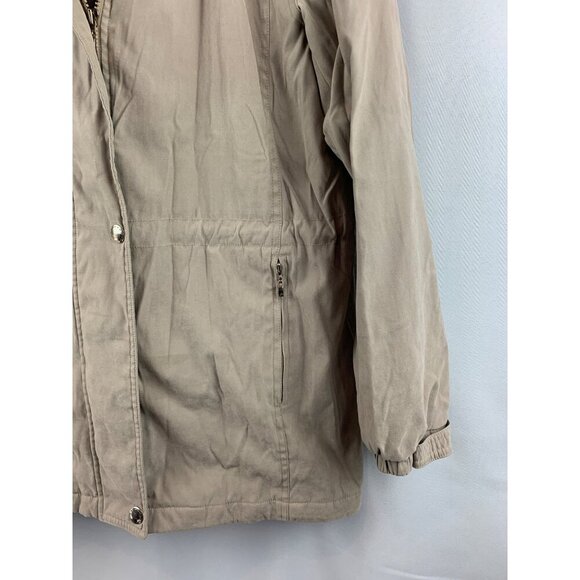 Liz Claiborne Womens Beige Coat With Faux Fur Lining & Zipper Closure Size S - Picture 2 of 5